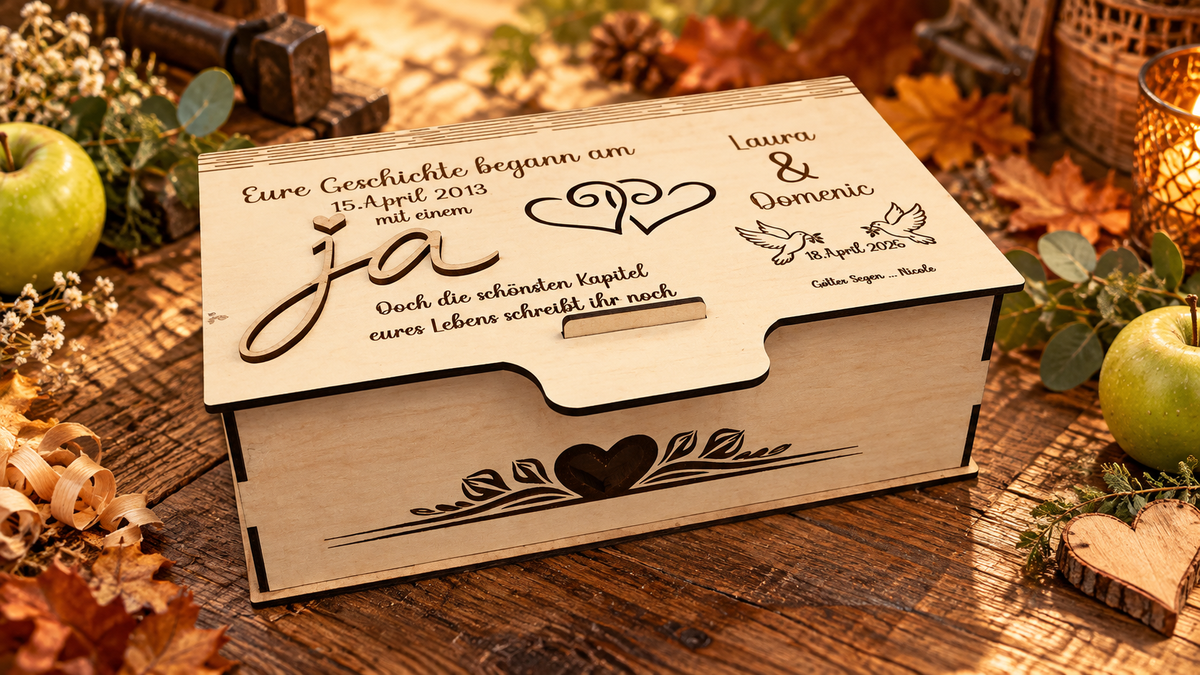Personalisierte Hochzeitsbox aus Holz – Geschenkbox zur Hochzeit