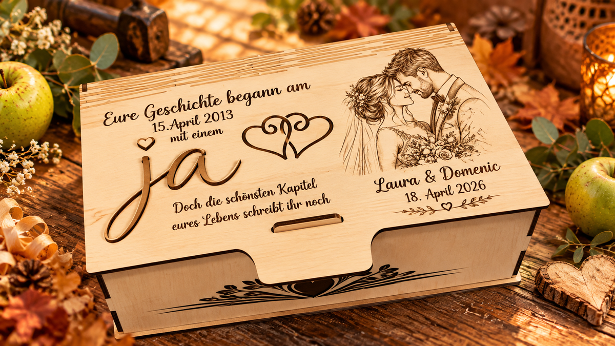Personalisierte Hochzeitsbox aus Holz – Geschenkbox zur Hochzeit