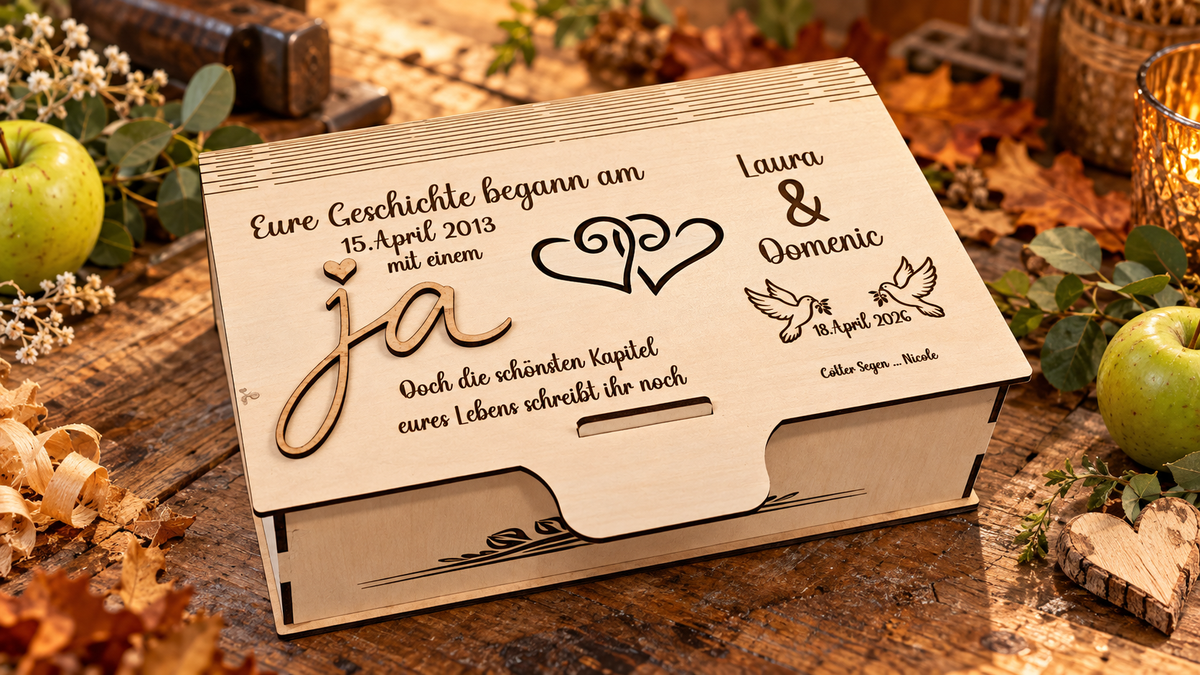 Personalisierte Hochzeitsbox aus Holz – Geschenkbox zur Hochzeit